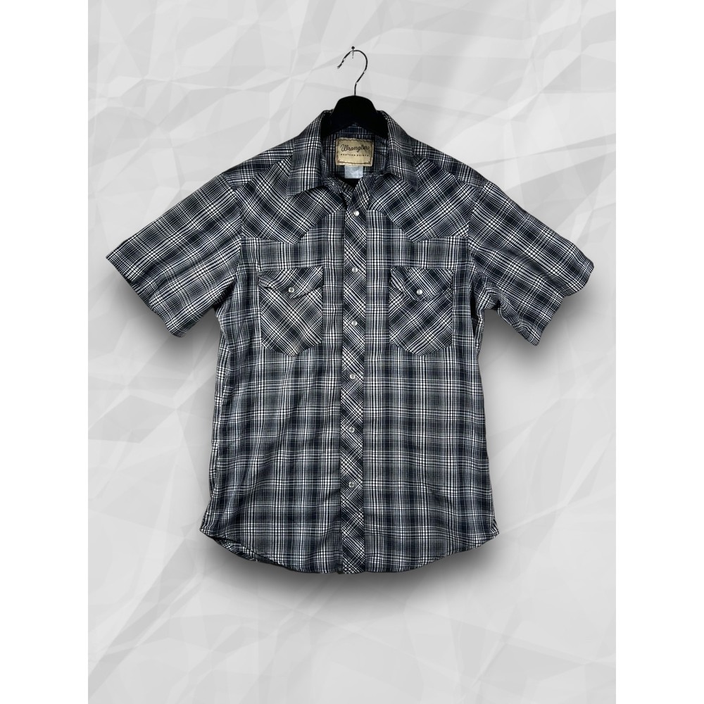 Wrangler Western Shirt Short Sleeve Pearl Snap Button Up Men's Size M?
